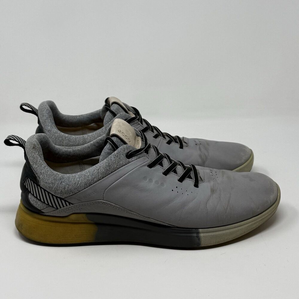 ECCO S Three GoreTex Golf Shoes Mens 10 - 10.5 EU 44 Gray Leather Spikeless